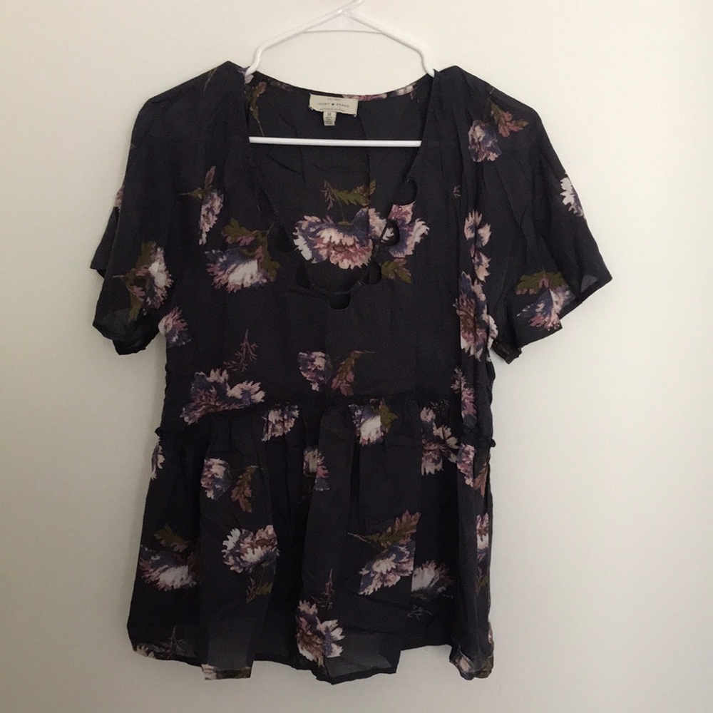Blue floral blouse